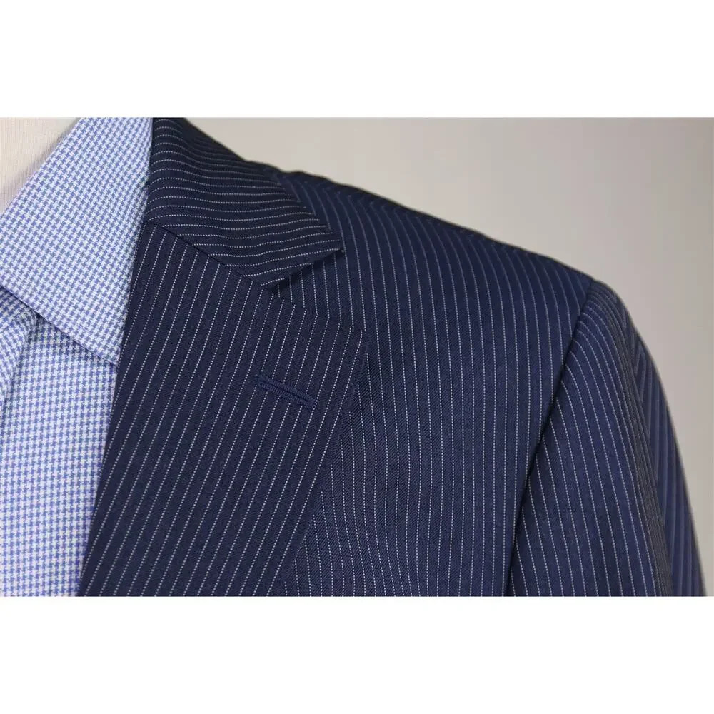 Suitsupply Livorno Royal Blue Thin Striped Super 110's Wool Blazer Jacket 42L - Picture 4 of 10